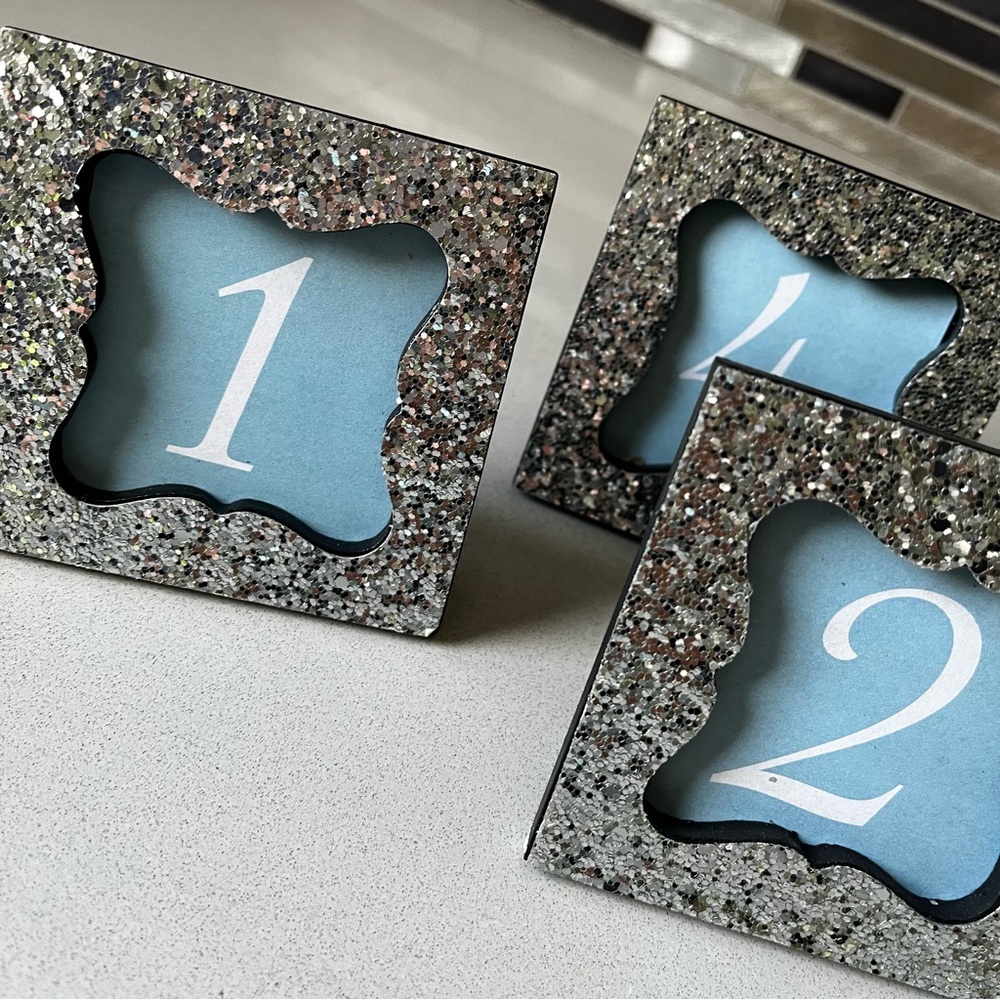 Set of 5 silver Glitter Photo Frames- like new condition